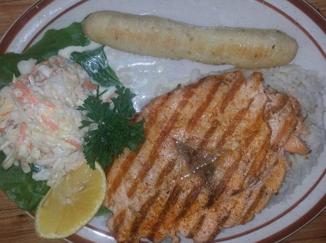 Fish Salmon From Grill - White Rice - Coleslaw