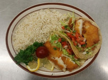 Load image into Gallery viewer, Tacos Fish - White Rice - Beans - Mexican Spicy Crema

