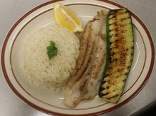Load image into Gallery viewer, Fish White-Pollock, White Rice, Grilled Zucchini, Lemon
