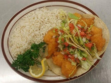 Load image into Gallery viewer, Shrimp Tacos, Mexican Spicy Crema, add: Rice - Beans
