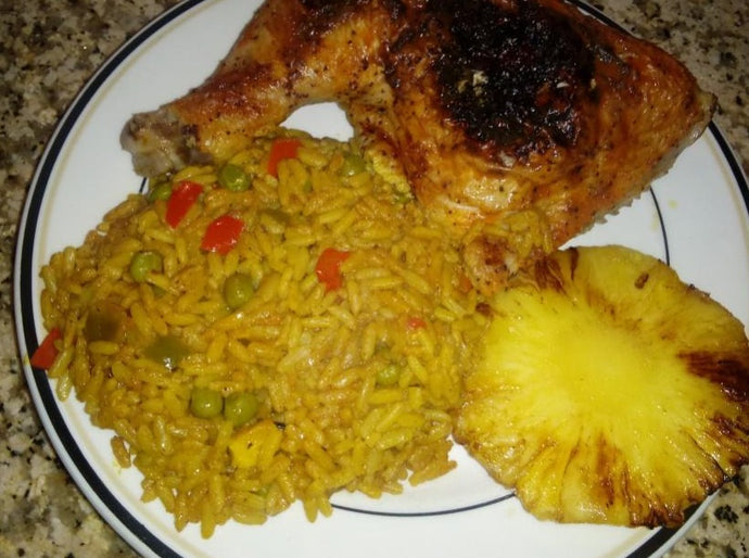 Chicken Peri Peri, Portuguese Rice, Pineapple