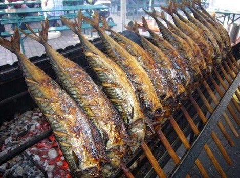 Rotisserie Whole Fish Options. Flame Show Cooking Catering or Drop Off Catering