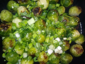 Brussels Sprouts, Scallions add Prosciutto